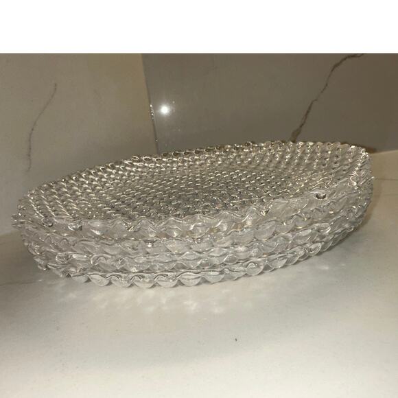 Set of 4 Vetropuro Turkish Bubble Pebble Ice Glass Dalad Dessert Plate EUC - Picture 8 of 8